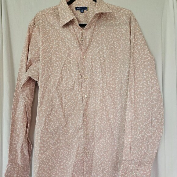 Apt.9 slim, fit light rose  flowered shirt, size 17-17.5/   34/35 NWOT - Picture 1 of 8